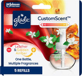 Glade PlugIns Refills with CustomScent Technology, Leather & Golden Amber, 5 Refills