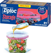 Ziploc Gallon Food Storage Bags, Stand-Up Bottom, Easy to Fill, 81 Count