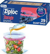 Ziploc Quart Food Storage Bags, Stand-Up Bottom, Easy to Fill, 29 Count