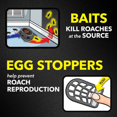 Raid Double Control Small Roach Baits, Plus Egg Stoppers, Child Resistant, For Indoor Use, Kills Roaches for 3 Months, 12 Count