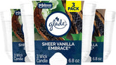 Glade Sheer Vanilla Embrace, Fragrance Candle Infused with Essential Oils, Air Freshener, 3-Wick Candle, 6.8 Oz, 3 Count