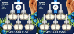 Glade PlugIns Refills Air Freshener, Scented and Essential Oils for Home and Bathroom, Juniper & Teak, Fresh Collection 3.35 Fl Oz,5 Count (Pack of 2)