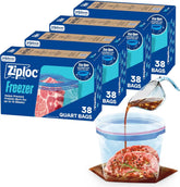 Ziploc Quart Food Storage Freezer Bags, 152ct Total, Stand-Up Bottom, Easy to Fill, 38 Count, 4 Pack