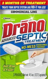 Drano Advanced Septic Tank Treatment Pods, Avoid Expensive Repairs by Preventing Solid Waste, Paper, Oil, and Grease Backup – 3 Pods, 4.5 oz