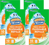 Scrubbing Bubbles Flushable Toilet Wand Refills, Fresh Brush Toilet Cleaner Refill Pads, Cleans Limescale & Fights Odors, Citrus Scent, 10 Count, Pack of 4
