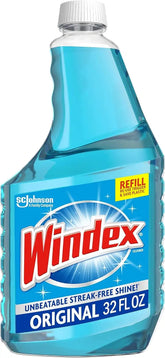 Windex Glass and Window Cleaner Spray Bottle, Bottle Made of 100% Recycled Plastic, Surface Cleaning Spray, Original Blue Scent, 32 Fl Oz