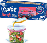 Ziploc Gallon Food Storage Bags, Stand-Up Bottom, Easy to Fill, 42 Count