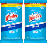 Windex Wipes Glass Cleaning, Pre-Moistened Glass and Surface Wipes to Clean Home Surfaces, Household Essentials, Original Scent, 38 Count (Pack of 2)