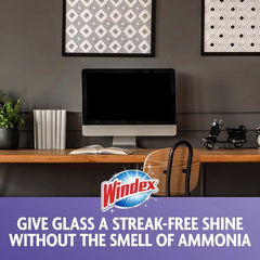 Windex Wipes Glass Cleaning Ammonia Free, Pre-Moistened Wipes for Cleaning All Glass Surfaces, Crystal Rain Fresh Scent, 25 Count