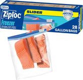 Ziploc Gallon Food Storage Freezer Slider Bags, Durable, 28 Count (Pack of 9)