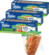 Ziploc XL Sandwich and Snack Bags, Easy Open and Close, Plastic Food Storage Bags, 90 Bags Total