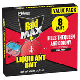 Raid MAX Liquid Ant Bait - Ant Traps Indoor and Outdoor Use – Insect Repellent & Pest Control that Kills Ants Where They Breed - 8 Count (Pack of 12)