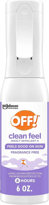 OFF! Clean Feel Insect Repellent Misting Spray, Fragrance-Free Picaridin Bug Spray for Lasting DEET-Free Protection from Mosquitoes and Ticks, 6 oz