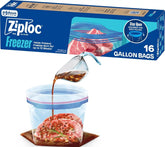 Ziploc Gallon Food Storage Freezer Bags, Stand-Up Bottom, Easy to Fill, 16 Count