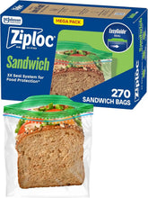 Ziploc Sandwich and Snack Bags, Easy Open and Close, Plastic Food Storage Bags, 270 Bags Total