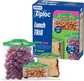 Ziploc Lunch Trio Variety Pack, Easy Open and Close, Plastic Food Storage Bags, 225 count