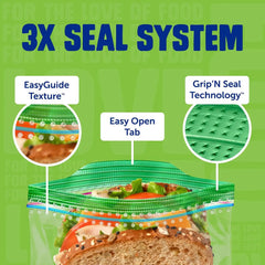 Ziploc XL Sandwich and Snack Bags, Easy Open and Close, Plastic Food Storage Bags, 30 Bags Total