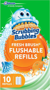 Scrubbing Bubbles Flushable Toilet Bowl Wand Cleaner Refills, Fresh Brush Cleaner Toilet Refill Pads, Removes Limescale & Odors, Citrus Scent, 10 Count (Pack of 1)