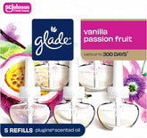 Glade PlugIns Refills Air Freshener, Scented and Essential Oils for Home and Bathroom, Vanilla Passion Fruit, 3.35 Fl Oz, 5 Count