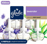 Glade PlugIns Refills Air Freshener, Scented and Essential Oils for Home and Bathroom, Tranquil Lavender & Aloe, 3.35 Fl Oz, 5 Count