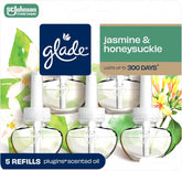 Glade PlugIns Refills Air Freshener, Jasmine & Honeysuckle, Scented and Essential Oils for Home and Bathroom, 0.67 Fl Oz, 5 Count