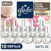 Glade PlugIns Refills Air Freshener, Sheer Vanilla Embrace, Scented and Essential Oils for Home and Bathroom, 0.67 Fl Oz, 10 Count