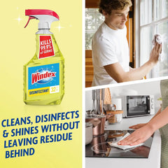 Windex Refill Multipurpose Disinfectant Cleaner Spray with Reusable Trigger, Bottle Made from 100% Recovered Coastal Plastic, Surface Cleaning Spray, Citrus Fresh Scent, 32 Fl Oz (Pack of 3)