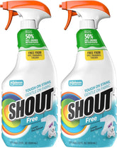 Shout Free Laundry Stain Remover Spray, Active Enzyme Formula is Fragrance, Bleach, and Dye Free, Removes Everyday Stains including Baby Stains - 22oz Spray (Pack of 2)