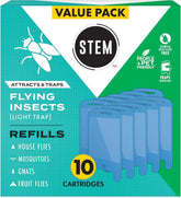STEM Flying Insect Light Trap Refill Cartridges, Indoor Fruit Fly Trap, Insecticide-Free Pest Control for Home, Attracts and Traps Insects, Official STEM Refills - 10 Count