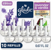 Glade PlugIns Refills Air Freshener, Scented and Essential Oils for Home and Bathroom, Lavender & Vanilla, 6.7 Fl Oz, 10 Count