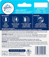 Glade PlugIns Refills Air Freshener Starter Kit, Scented and Essential Oils for Home and Bathroom, Aqua Waves, 4.02 Fl Oz, 2 Warmers + 6 Refills