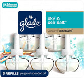 Glade PlugIns Refills Air Freshener, Scented and Essential Oils for Home and Bathroom, Sky & Sea Salt, 3.35 Fl Oz, 5 Count