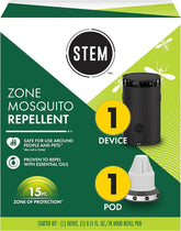STEM Zone Mosquito Repellent Device, Easy-to-Use Outdoor Insect Protection with Proven Essential Oils, People and Pet Safe, Solar and USB-C Charger, Waterproof - 1.12 pounds