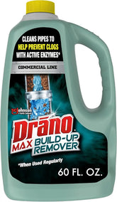 Drano Max Build Up Remover Drain Cleaner, Enzymes & Probiotics Prevents Clogs & Remove Odor-Causing Buildup, Safe for Septic, Toilets & Pipes in Bathroom Drains & Kitchen Sinks, Commercial Line, 60 oz