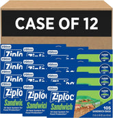 Ziploc Sandwich and Snack Bags, Easy Open and Close, Plastic Food Storage Bags, 105 Bags Total (Packaging May Vary), Pack of 12