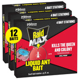 Raid MAX Liquid Ant Bait - Ant Traps Indoor and Outdoor Use – Insect Repellent & Pest Control That Kills Ants Where They Breed - 12 Count