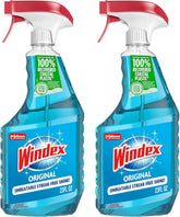 Windex Glass and Window Cleaner Spray Bottle, Packaging Designed to Prevent Leakage and Breaking, Surface Cleaning Spray, Original Blue Scent, 23 Fl Oz (Pack of 2)