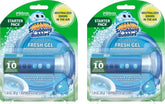 Scrubbing Bubbles Fresh Gel Toilet Bowl Cleaning Stamps, Helps Keep Toilet Clean and Helps Prevent Limescale & Rings, Rainshower Scent, 1 Dispenser with 6 Fresh Gel Stamps (Pack of 2)