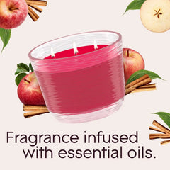 Glade 3-Wick Scented Candle Jar, Apple Cinnamon, Air Freshener Infused with Essential Oils, 6.8 Oz, 3 Count