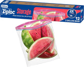 Ziploc 2 Gallon Food Storage Bags, Stand-Up Bottom, Easy to Fill, 12 Bags Total