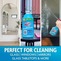 Windex Refill Glass and Window Cleaner Bottle, Bottle Made from 100% Recycled Plastic, Surface Cleaning Spray, Original Blue Scent, 2L (67.6 Fl Oz) (Pack of 2)