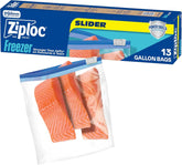 Ziploc Gallon Food Storage Freezer Slider Bags, Durable, 13 count
