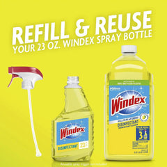 Windex Refill Multipurpose Disinfectant Cleaner Spray, Bottle Made from 100% Recycled Plastic, Surface Cleaning Spray, Citrus Fresh Scent, 2L (67.6 Fl Oz)