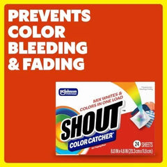 Shout Color Catcher Sheets for Laundry, Allow Mixed Washes, Prevent Color Runs and Maintain Original Clothing, 24 Count (Pack of 12)