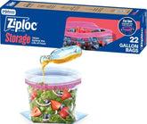 Ziploc Gallon Food Storage Bags, Stand-Up Bottom, Easy to Fill, 22 Count