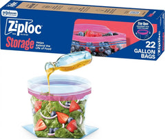 Ziploc Gallon Food Storage Bags, Stand-Up Bottom, Easy to Fill, 22 Count