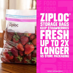 Ziploc Gallon Food Storage Bags, Stand-Up Bottom, Easy to Fill, 96 Count