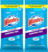 Windex Wipes Glass Cleaning Ammonia Free, Pre-Moistened Wipes for Cleaning All Glass Surfaces, Crystal Rain Fresh Scent, 25 Count (Pack of 2)