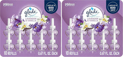 Glade PlugIns Refills Air Freshener, Scented and Essential Oils for Home and Bathroom, Lavender & Vanilla, 6.7 Fl Oz, 10 Count (Pack of 2)