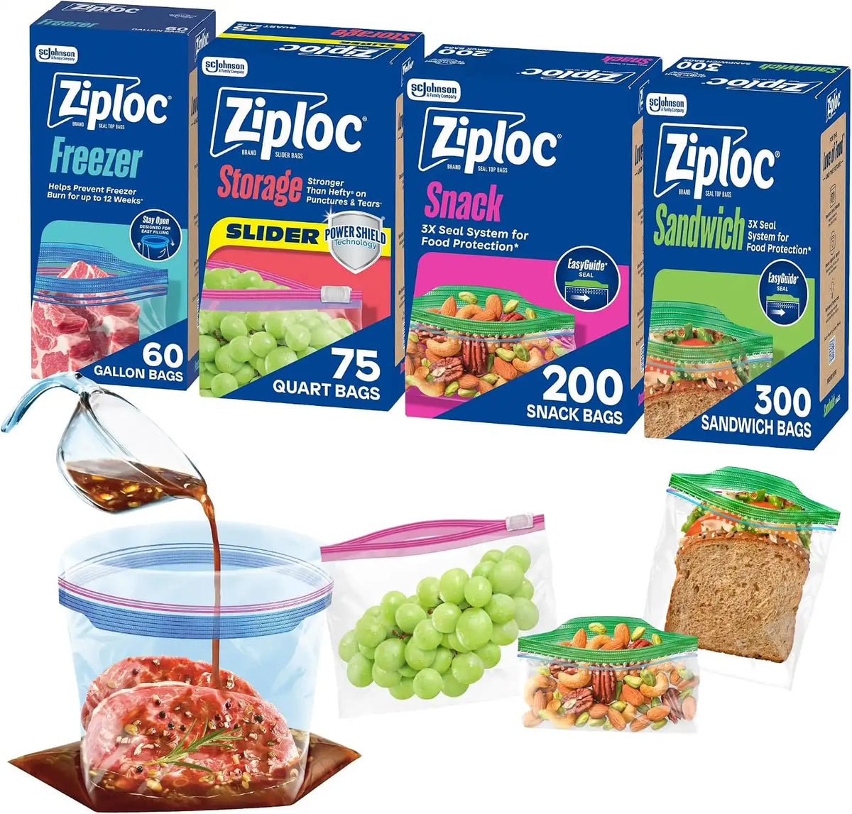 Ziploc 635 Count Food Storage and Sandwich Bags Variety Pack